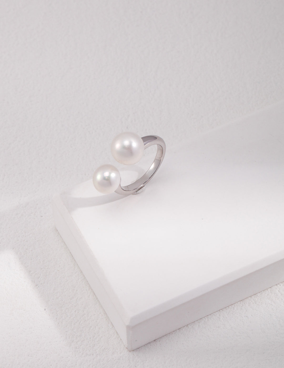 Double Pearl with Open Band Ring