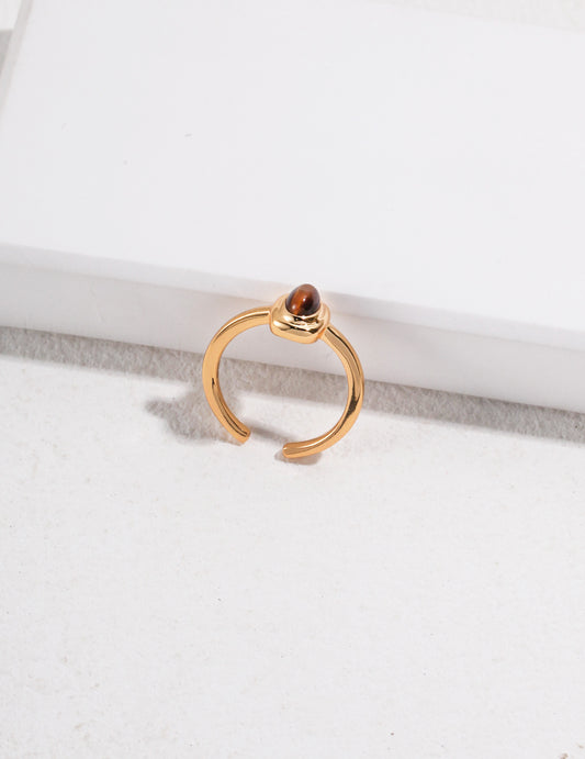 Oval Tiger Eye Adjustable Ring