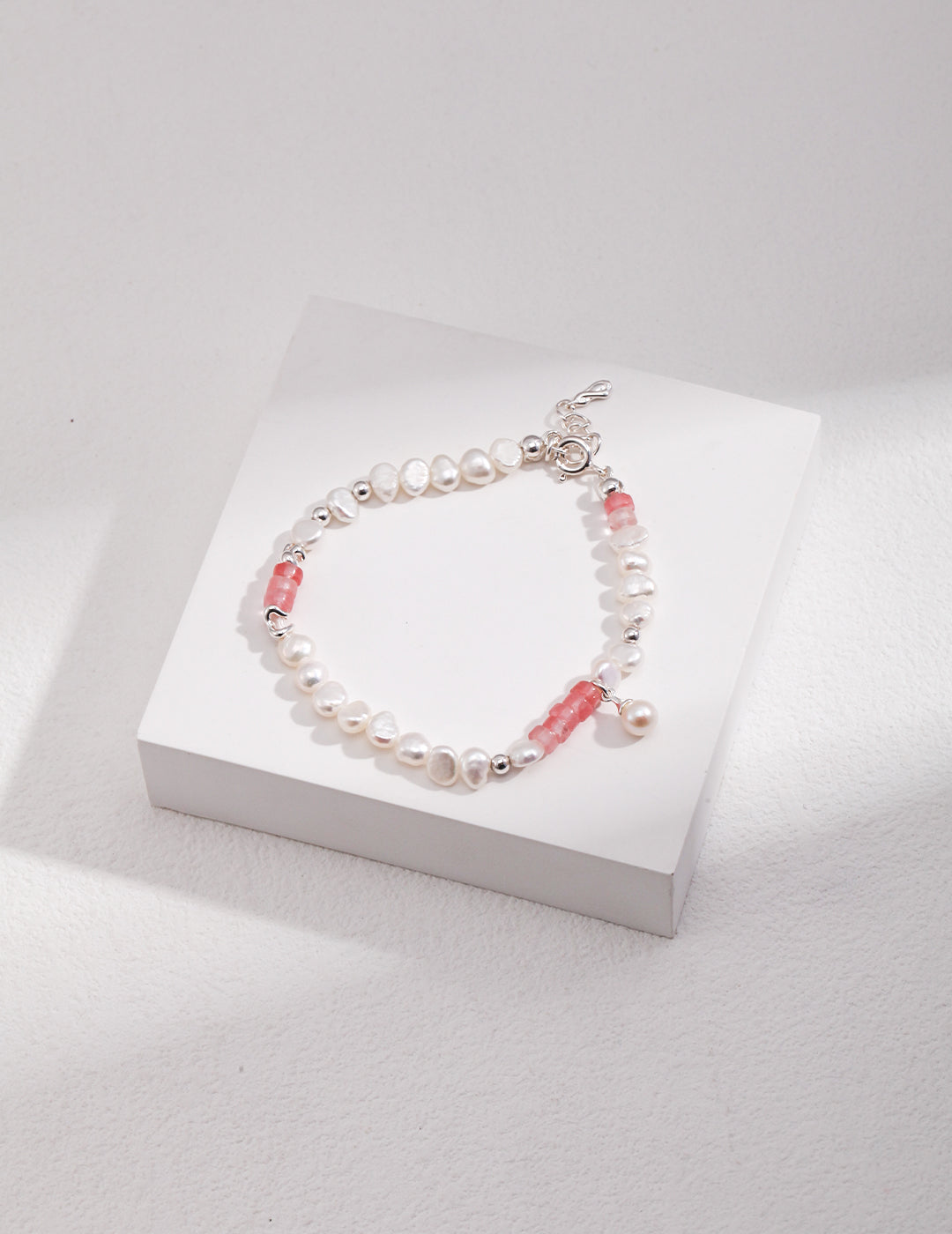 Peach Blossom Pure Silver Pearl Bracelet