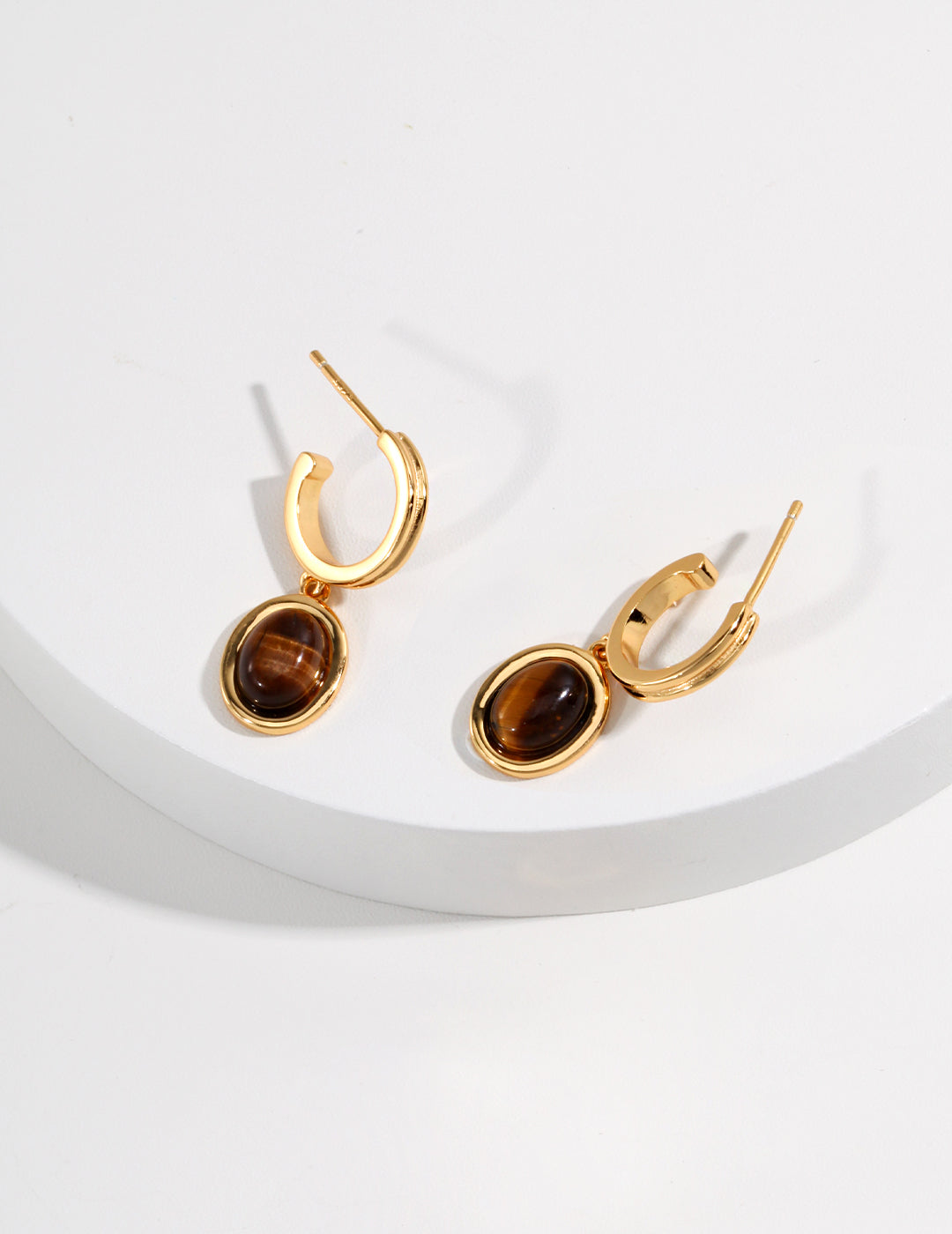 Pure Silver Tiger Eye Earrings